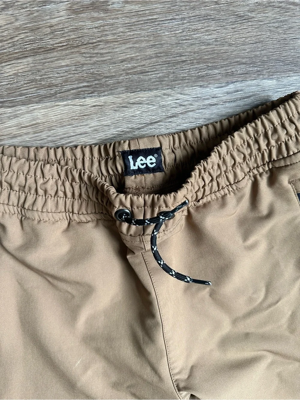 Lee Boys Jogger Pants Size L Tan Khaki Zip Pocket Elastic Waist Casual Pants